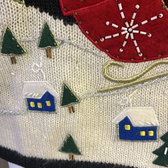 Bobbie Brooks Women’s V-neck Christmas Beading Embroidery Sleeveless Vest-L - Picture 9 of 16